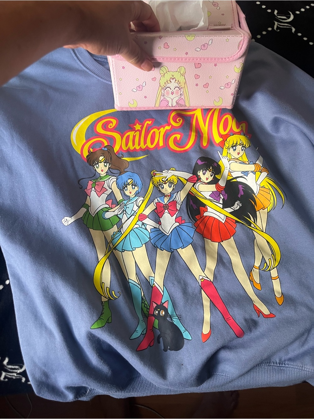 🌙 Sailor Moon Girls' Lavender Graphic Sweatshirt & Sailor Moon Tissue Box
